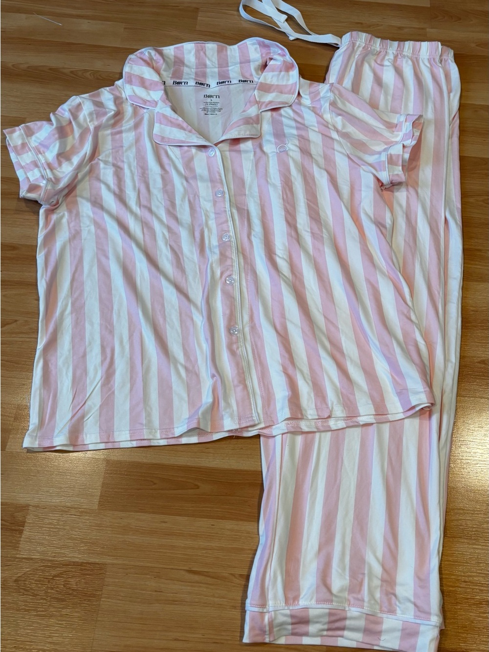 Born Pink and White Striped Short-Sleeve Pajama Set